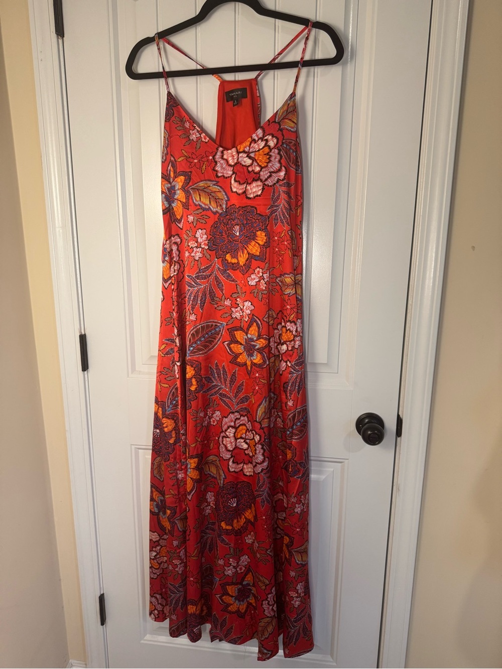 Tahari Red Floral Maxi Halter Dress - Spaghetti Straps - NWT